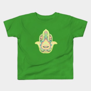 Hamsa Hand - Peridot(August) Kids T-Shirt